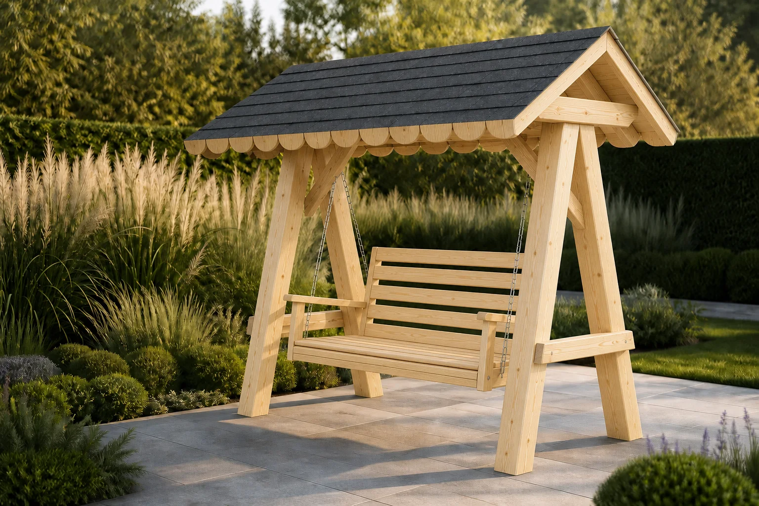 Balansoar pentru două persoane, finisaj natur